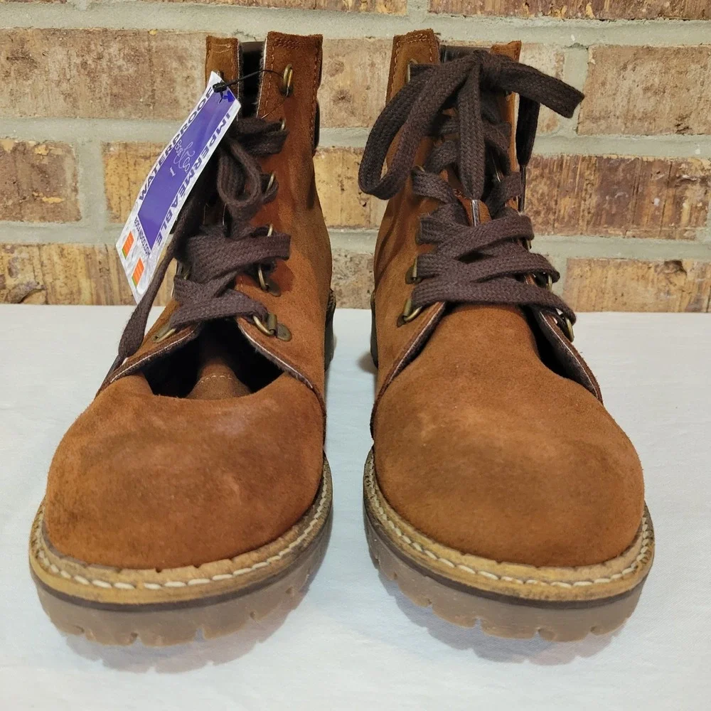 NEW Bos & Co Harper Brown Suede Waterproof Lace Up Boots Mens 42